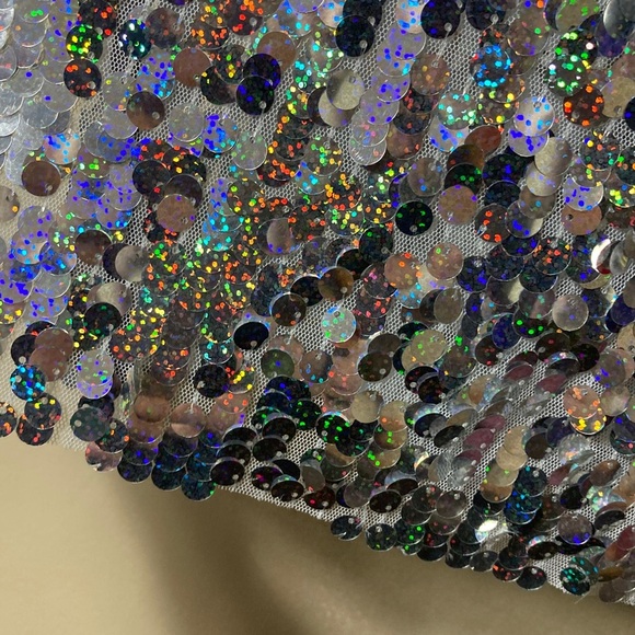 NWT Smythe Deep V Midi Dress in Silver Pailette - Picture 9 of 12